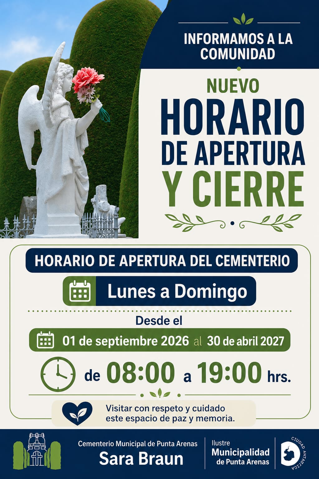 Nuevo Horario apertura cementerio 2026 Septiembre